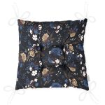 Siyah Zemin Üzerinde Rengarenk Çiçek Desenli Dijital Baskılı Modern Pofuduk Sandalye Minderi Realhomes