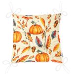 Renkli Zemin Üzerinde Bal Kabağı Desenli Dijital Baskılı Modern Pofuduk Sandalye Minderi Realhomes