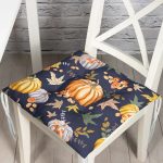 - Pofi-8540-Gorsel - Realhomes  Renkli Zemin Üzerinde Bal Kabağı Desenli Dijital Baskılı Modern Pofuduk Sandalye Minderi Realhomes