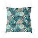 - Pofi-8562-Gorsel-2 - Realhomes Renkli Zemin Üzerinde Yaprak Desenli Dijital Baskılı Modern Pofuduk Sandalye Minderi Realhomes