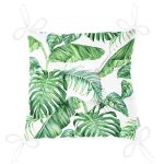 - Pofi-8563-Gorsel-2 - Realhomes  Beyaz Zemin Üzerinde Yeşil Yaprak Desenli Dijital Baskılı Modern Pofuduk Sandalye Minderi Realhomes