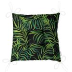 - Pofi-8593-Gorsel-2 - Realhomes Siyah Zemin Üzerinde Yeşil Yaprak Desenli Dijital Baskılı Modern Pofuduk Sandalye Minderi Realhomes