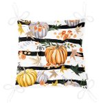 - Pofi-8598-Gorsel-2 - Realhomes Beyaz Zemin Üzerinde Siyah Çizgili Bal Kabağı Desenli Dijital Baskılı Modern Pofuduk Sandalye Minderi Realhomes