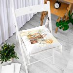 Beyaz Zemin Üzerinde Balkabağı Desenli Dijital Baskılı Modern Pofuduk Sandalye Minderi Realhomes