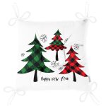 - Pofi-8613-Gorsel-2 - Realhomes  Beyaz Zemin Üzerinde Ekose Desenli Çam Ağacı Motifli Dijital Baskılı Modern Pofuduk Sandalye Minderi Realhomes