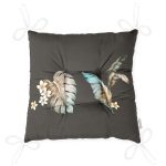 - Pofi-8628-Gorsel-2 - Realhomes  Renkli Zemin Üzerinde Yaprak Desenli Dijital Baskılı Modern Pofuduk Sandalye Minderi Realhomes