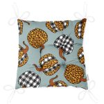 - Pofi-8638-Gorsel-2 - Realhomes  Pastel Zemin Üzerinde Ekoseli Balkabağı Dijital Baskılı Modern Pofuduk Sandalye Minderi Realhomes