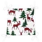 - Pofi-8646-Gorsel-2 - Realhomes Beyaz Zemin Üzerinde Çam Ağaçlı Ekoseli Geyik Motifli Dijital Baskılı Modern Pofuduk Sandalye Minderi Realhomes