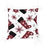 - Pofi-8647-Gorsel-2 - Realhomes Beyaz Zemin Üzerinde Ekoseli Kar tanesi Desenli Dijital Baskılı Modern Pofuduk Sandalye Minderi Realhomes