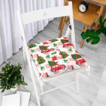 - Pofi-8668-Gorsel-1 - Realhomes Beyaz Zemin Üzerinde Yılbaşı Desenli Kırmızı Vosvos Dijital Baskılı Modern Pofuduk Sandalye Minderi Realhomes