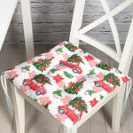 - Pofi-8668-Gorsel - Realhomes Beyaz Zemin Üzerinde Yılbaşı Desenli Kırmızı Vosvos Dijital Baskılı Modern Pofuduk Sandalye Minderi Realhomes