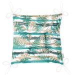 - Pofi-8692-Gorsel-2 - Realhomes Beyaz Zemin Üzerinde Yeşil Çizgili Yaprak Desenli Dijital Baskılı Modern Pofuduk Sandalye Minderi Realhomes
