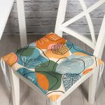 - Pofi-8701-Gorsel - Realhomes Renkli Zemin Üzerinde Onedraw Çizimli Yaprak Desenli Dijital Baskılı Modern Pofuduk Sandalye Minderi Realhomes