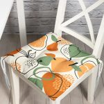 - Pofi-8702-Gorsel - Realhomes  Renkli Zemin Üzerinde Onedraw Çizimli Meyve Desenli Dijital Baskılı Modern Pofuduk Sandalye Minderi Realhomes