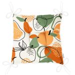 - Pofi-8702-Gorsel-2 - Realhomes  Renkli Zemin Üzerinde Onedraw Çizimli Meyve Desenli Dijital Baskılı Modern Pofuduk Sandalye Minderi Realhomes