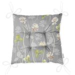 Pastel Zemin Üzerinde Renkli Yaprak Desenli Dijital Baskılı Modern Pofuduk Sandalye Minderi Realhomes