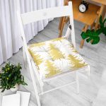 - Pofi-8721-Gorsel-1 - Realhomes  Beyaz Zemin Üzerinde Gold Renkli Çam Ağacı Desenli Dijital Baskılı Modern Pofuduk Sandalye Minderi Realhomes