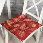 - Pofi-8725-Gorsel - Realhomes  Renkli Zemin Üzerinde Yaprak Desenli Dijital Baskılı Modern Pofuduk Sandalye Minderi Realhomes