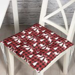 - Pofi-8733-Gorsel - Realhomes  Kırmızı Ekose Desenli Geyik Motifli Dijital Baskılı Modern Pofuduk Sandalye Minderi Realhomes