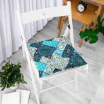 - Pofi-8754-Gorsel-1 - Realhomes Renkli Zemin Üzerinde Geometrik Desenli Dijital Baskılı Modern Pofuduk Sandalye Minderi Realhomes