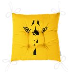 - Pofi-8800-Gorsel-2 - Realhomes Renkli Zemin Üzerinde Onedraw Çizimli Zürafa Silüeti Dijital Baskılı Modern Pofuduk Sandalye Minderi Realhomes