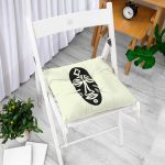 - Pofi-8803-Gorsel-1 - Realhomes  Renkli Zemin Üzerinde Onedraw Çizimli Yerli Silüeti Dijital Baskılı Modern Pofuduk Sandalye Minderi Realhomes