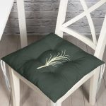 - Pofi-8807-Gorsel - Realhomes  Renkli Zemin Üzerinde Yaprak Desenli Dijital Baskılı Modern Pofuduk Sandalye Minderi Realhomes