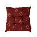 Renkli Zeminde Gold Detaylı Yılbaşı Çorabı Desenli Dijital Baskılı Modern Pofuduk Sandalye Minderi Realhomes