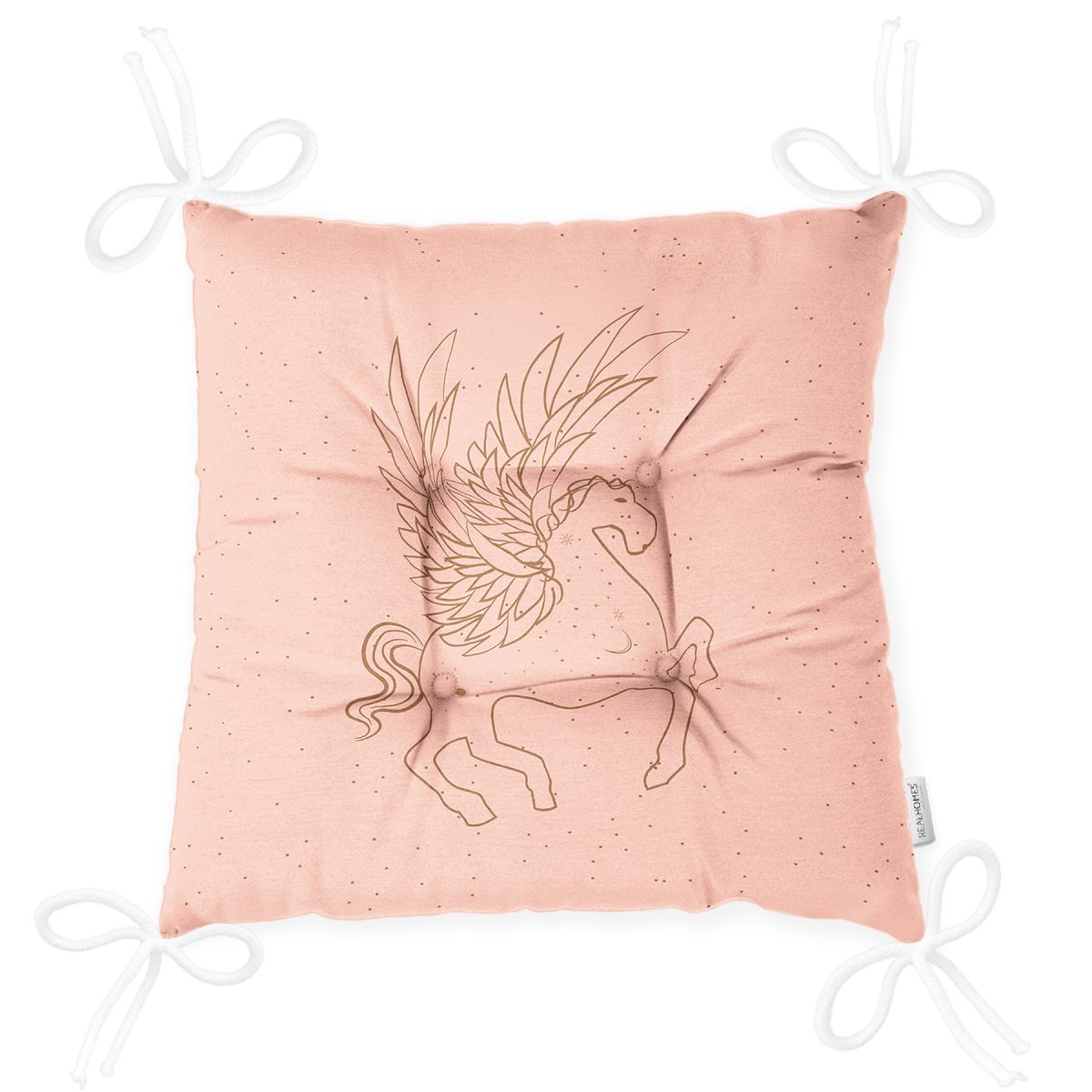 Pastel Zemin Üzerinde Unicorn Desenli Dijital Baskılı Modern Pofuduk Sandalye Minderi Realhomes