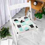 - Pofi-8848-Gorsel-1 - Realhomes  Beyaz Zemin Üzerinde Siyah Puantiyeli Kaktüs Desenli Dijital Baskılı Modern Pofuduk Sandalye Minderi Realhomes