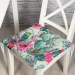 - Pofi-8851-Gorsel - Realhomes Renkli Zemin Üzerinde Kaktüs Desenli Dijital Baskılı Modern Pofuduk Sandalye Minderi Realhomes