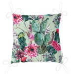 - Pofi-8851-Gorsel-2 - Realhomes Renkli Zemin Üzerinde Kaktüs Desenli Dijital Baskılı Modern Pofuduk Sandalye Minderi Realhomes