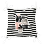 - Pofi-8854-Gorsel-2 - Realhomes  Renkli Zemin Üzerinde Siyah Çizgili Kaktüs Desenli Dijital Baskılı Modern Pofuduk Sandalye Minderi Realhomes