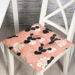 - Pofi-8859-Gorsel - Realhomes  Renkli Zemin Üzerinde Yaprak Desenli Dijital Baskılı Modern Pofuduk Sandalye Minderi Realhomes