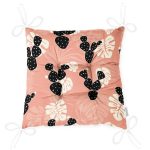 - Pofi-8859-Gorsel-2 - Realhomes  Renkli Zemin Üzerinde Yaprak Desenli Dijital Baskılı Modern Pofuduk Sandalye Minderi Realhomes