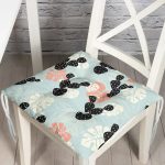 - Pofi-8860-Gorsel - Realhomes Renkli Zemin Üzerinde Yaprak Desenli Dijital Baskılı Modern Pofuduk Sandalye Minderi Realhomes