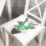 - Pofi-8863-Gorsel - Realhomes Beyaz Zemin Üzerinde Kaktüs Desenli Dijital Baskılı Modern Pofuduk Sandalye Minderi Realhomes