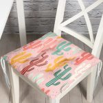 - Pofi-8865-Gorsel - Realhomes  Renkli Zemin Üzerinde Sevimli Kaktüs Desenli Dijital Baskılı Modern Pofuduk Sandalye Minderi Realhomes