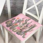 - Pofi-8872-Gorsel - Realhomes  Renkli Zemin Üzerinde Kaktüs Desenli Dijital Baskılı Modern Pofuduk Sandalye Minderi Realhomes