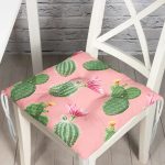 - Pofi-8880-Gorsel - Realhomes Renkli Zemin Üzerinde Kaktüs Desenli Dijital Baskılı Modern Pofuduk Sandalye Minderi Realhomes