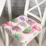 - Pofi-8881-Gorsel - Realhomes Renkli Zemin Üzerinde Kaktüs Desenli Dijital Baskılı Modern Pofuduk Sandalye Minderi Realhomes