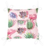 - Pofi-8881-Gorsel-2 - Realhomes Renkli Zemin Üzerinde Kaktüs Desenli Dijital Baskılı Modern Pofuduk Sandalye Minderi Realhomes