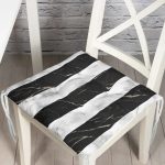 - Pofi-8914-Gorsel - Realhomes Mermer Zeminli Siyah Çizgili Dijital Baskılı Modern Pofuduk Sandalye Minderi Realhomes