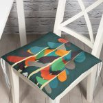 - Pofi-8937-Gorsel - Realhomes İllüstrasyon Ağaç Ve Ev Figürlü Özel Tasarım Dijital Baskılı Modern Pofuduk Sandalye Minderi Realhomes