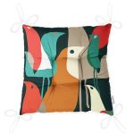 Soyut Kuş Desenli Özel Tasarım Dijital Baskılı Modern Pofuduk Sandalye Minderi Realhomes