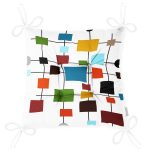 Geometrik Desenli Özel Tasarım Dijital Baskılı Modern Pofuduk Sandalye Minderi Realhomes