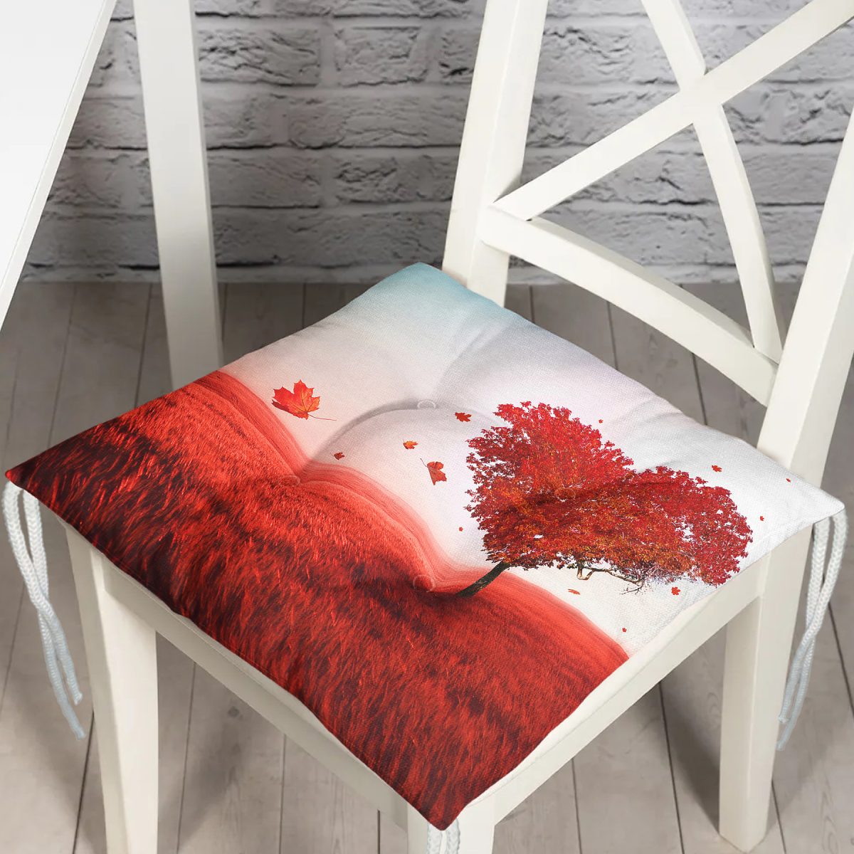 Kalpten Ağaç Desenli Dijital Baskılı Modern Pofuduk Sandalye Minderi Realhomes