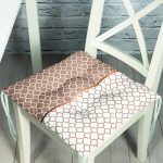 Vizon & Beyaz Ogea Desenli Dijital Baskılı Modern Pofuduk Sandalye Minderi Realhomes