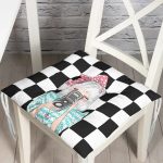 - Pofi-9298-Gorsel - Realhomes Dama Zeminli Fotoğraf Çeken Kız Tasarımlı Dijital Baskılı Modern Pofuduk Sandalye Minderi Realhomes