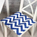 Lacivert Zikzak Tasarımlı Dijital Baskılı Modern Pofuduk Sandalye Minderi Realhomes